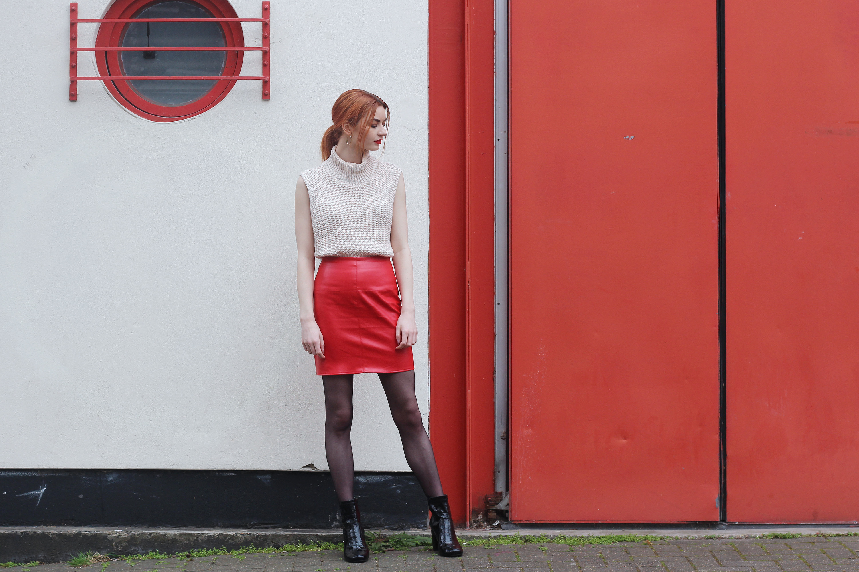 red-faux-leather-skirt