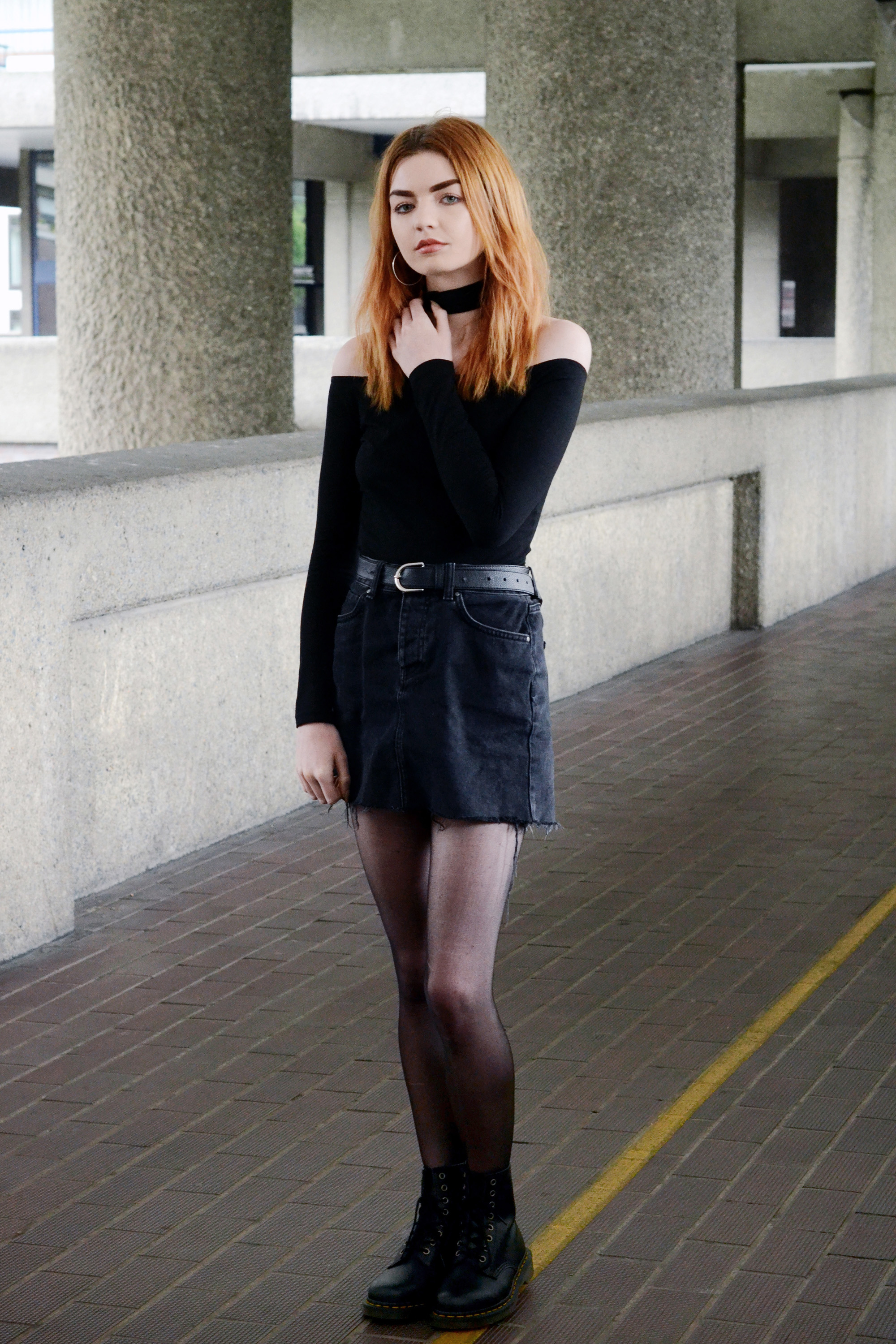 black-denim-skirt