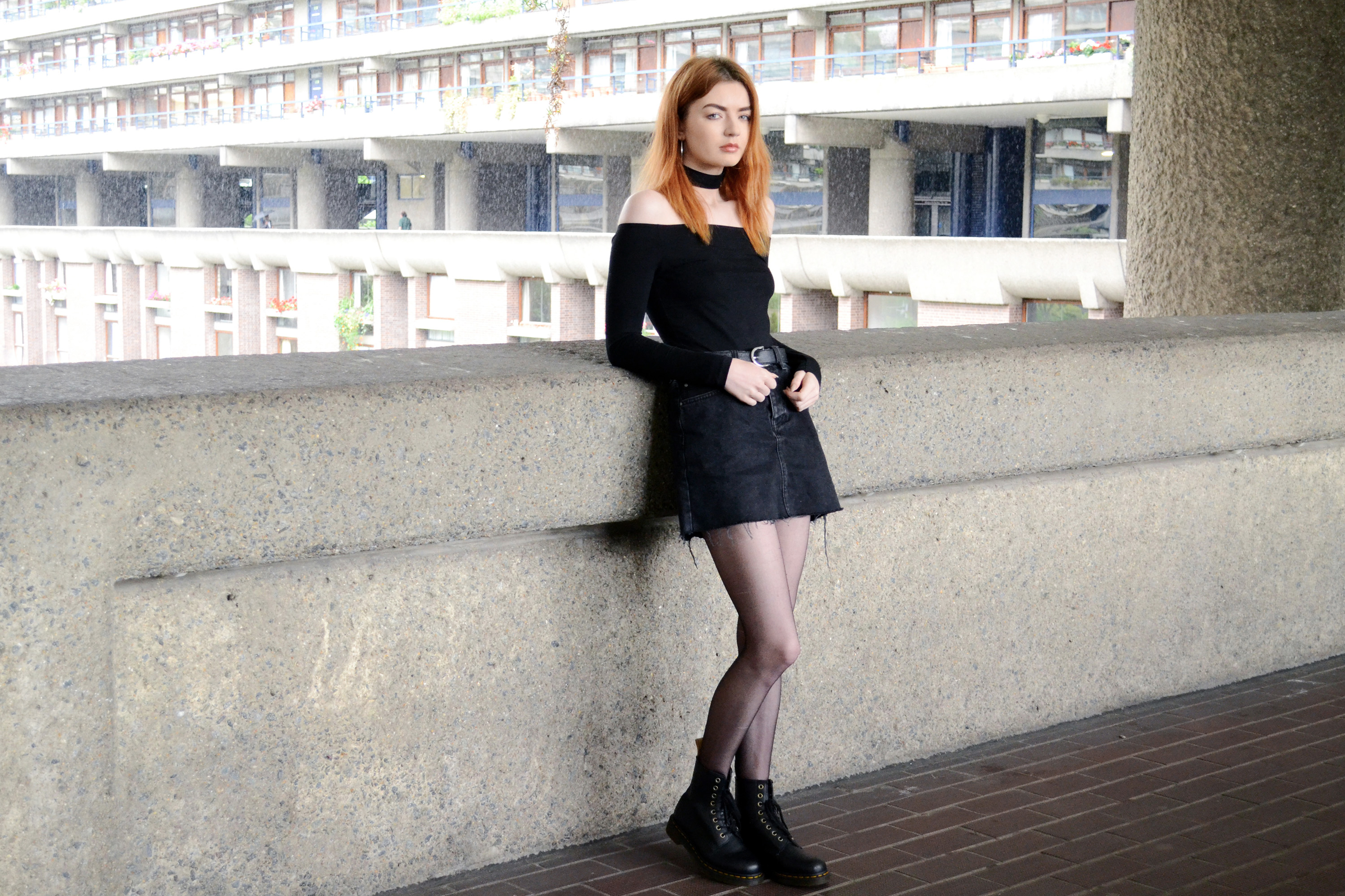 black-denim-skirt