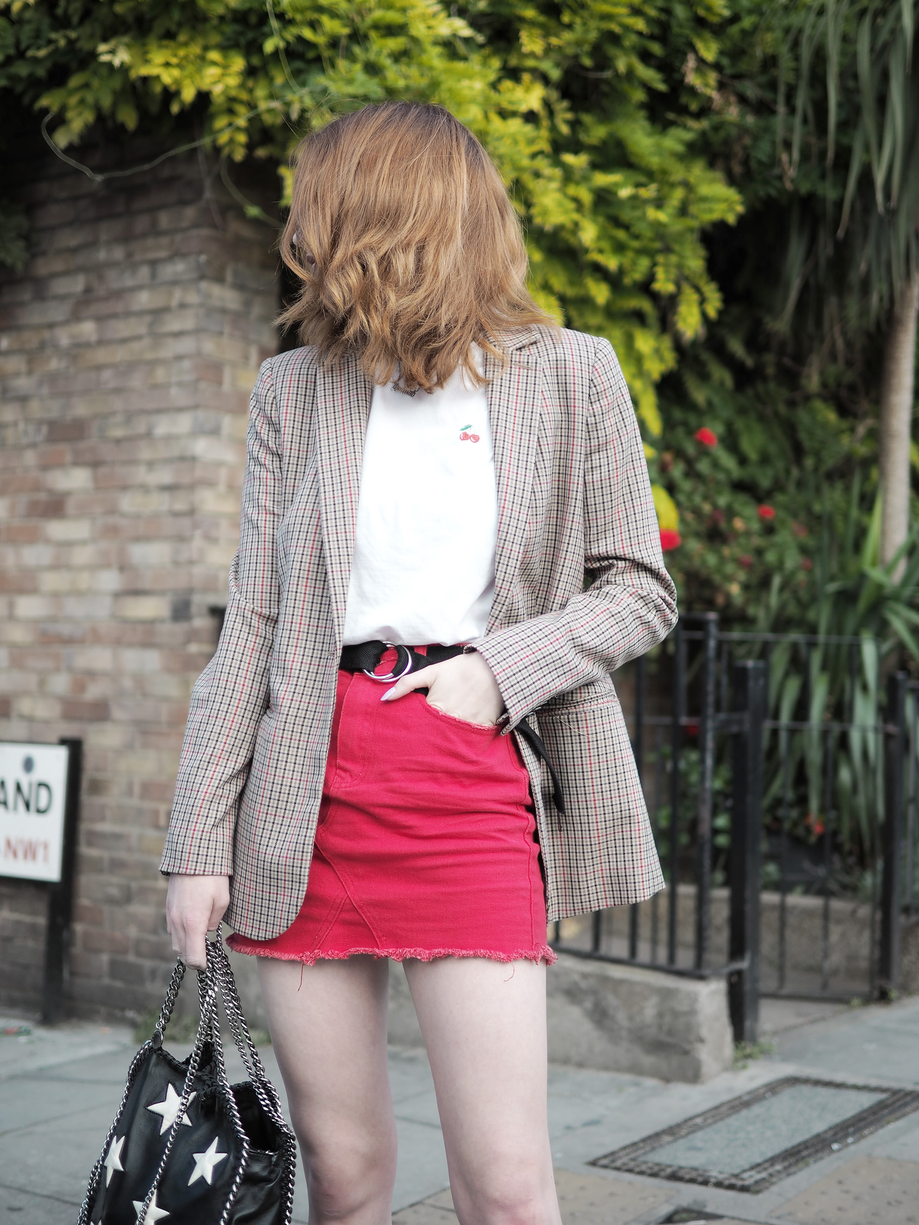 red-denim-skirt