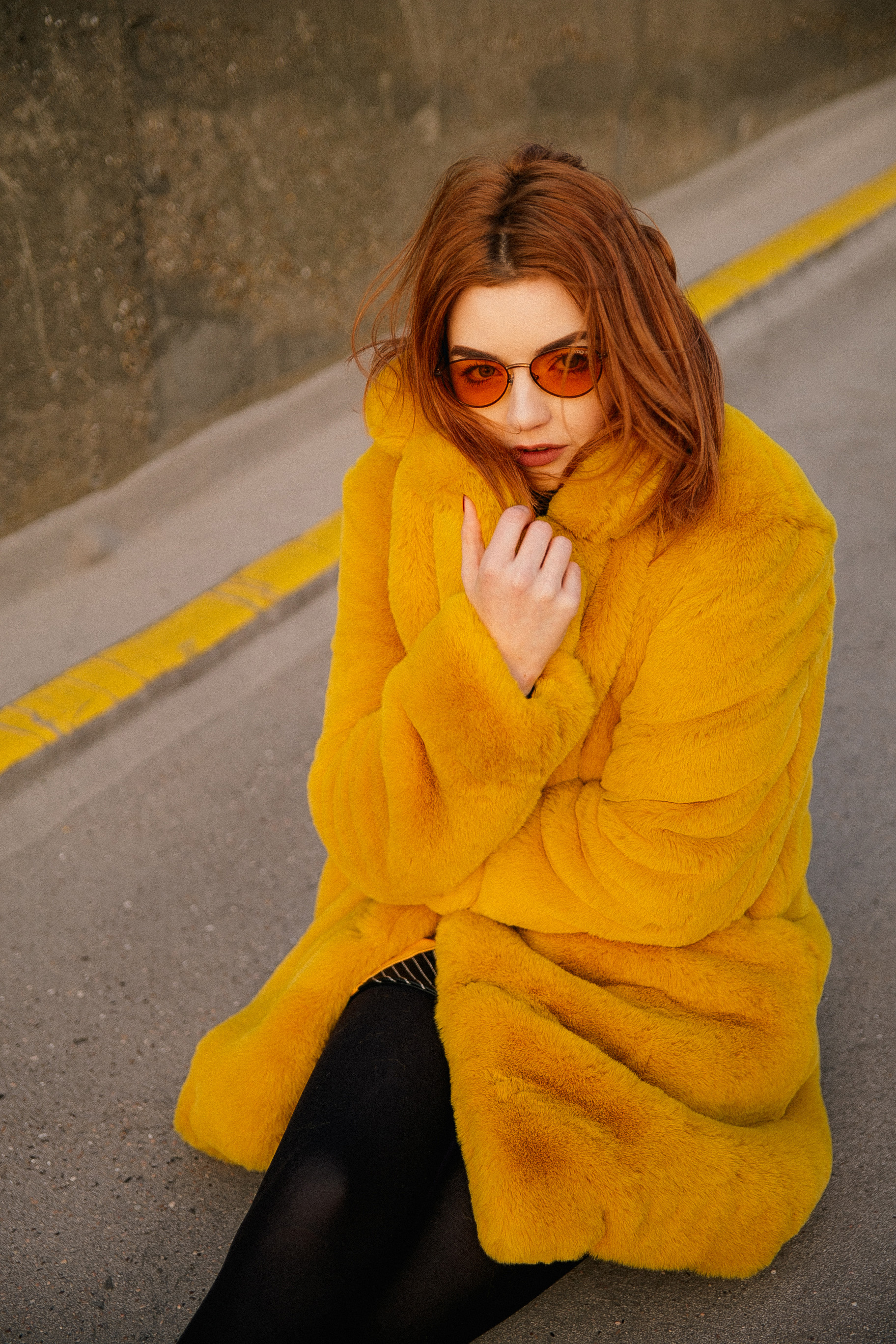 yellow-faux-fur-coat