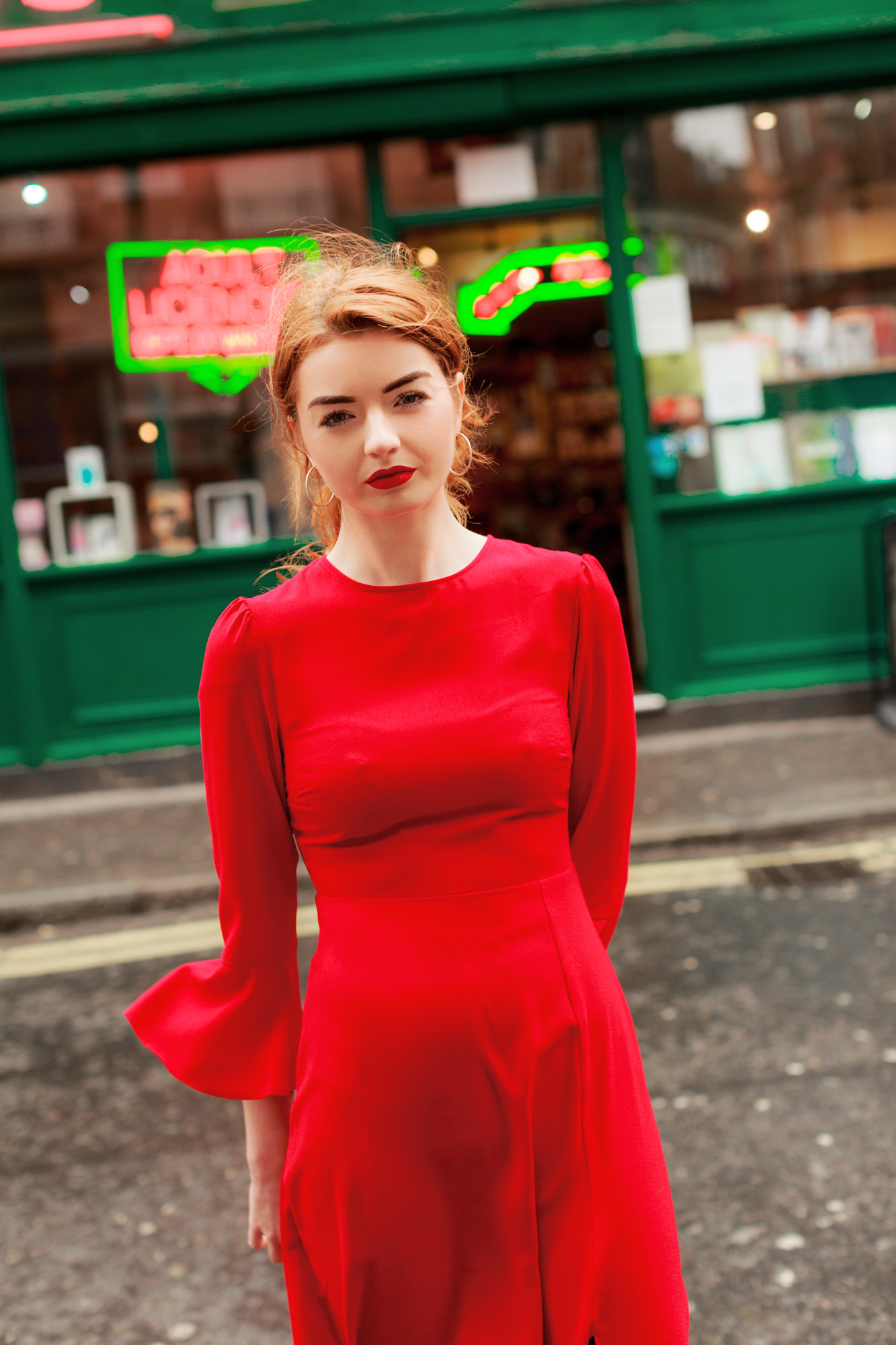 red-midi-dress